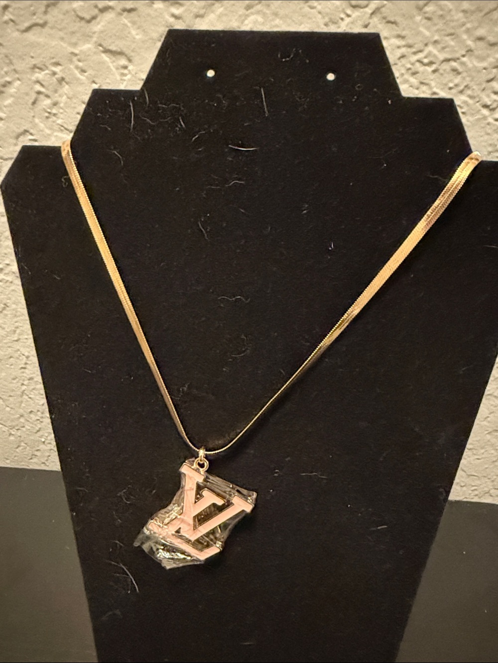 Inspired Gold-Tone and Light Pink Pendant Necklace - Elegant Gold Pendant Long